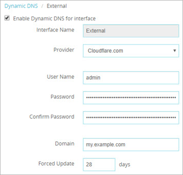 Screen shot of the cloudflare.com DDNS configuration