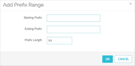 Screen shot of the Add Prefix Range dialog box