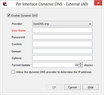Screen shot of dynamic DNS settings