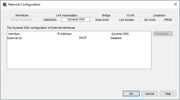 Screenshot of Network Configuration dialog box, Dynamic DNS tab