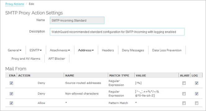 Screen shot of the Mail From settings
