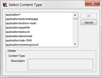 Screen shot of the Select Content Type dialog box
