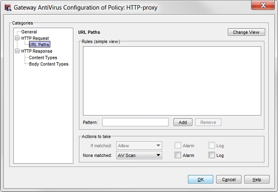 Screenshot of the URL Paths rules and actions settings