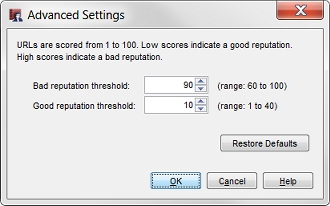 Screenshot of the RED Advanced Settings dialog box in Policy Manager