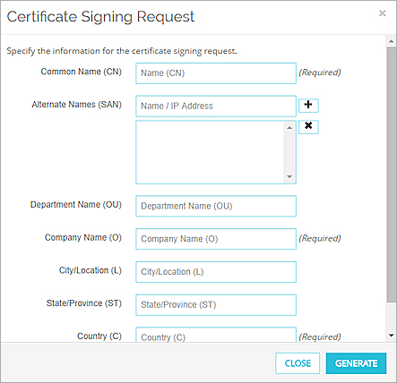 Screenshot of Certificate Signing Request dialog box.