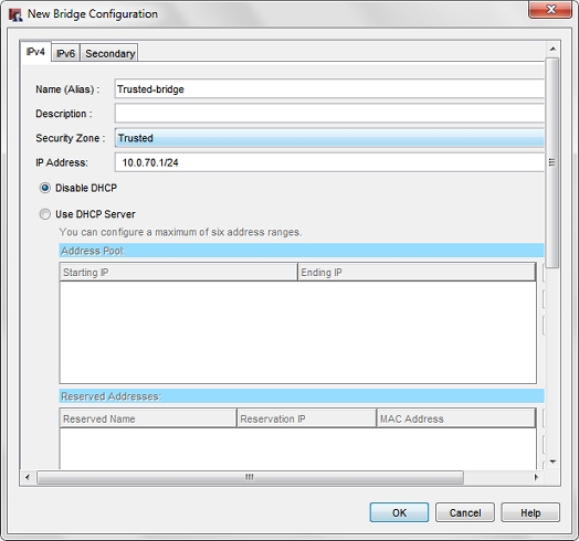 Screenshot of the New Bridge Configuration in Policy Manager