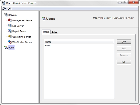 WatchGuard Server Center Users page