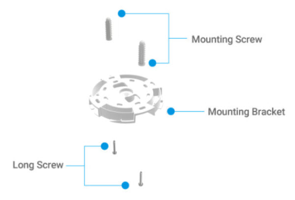 Diagram of the ceiling/wall mounting parts
