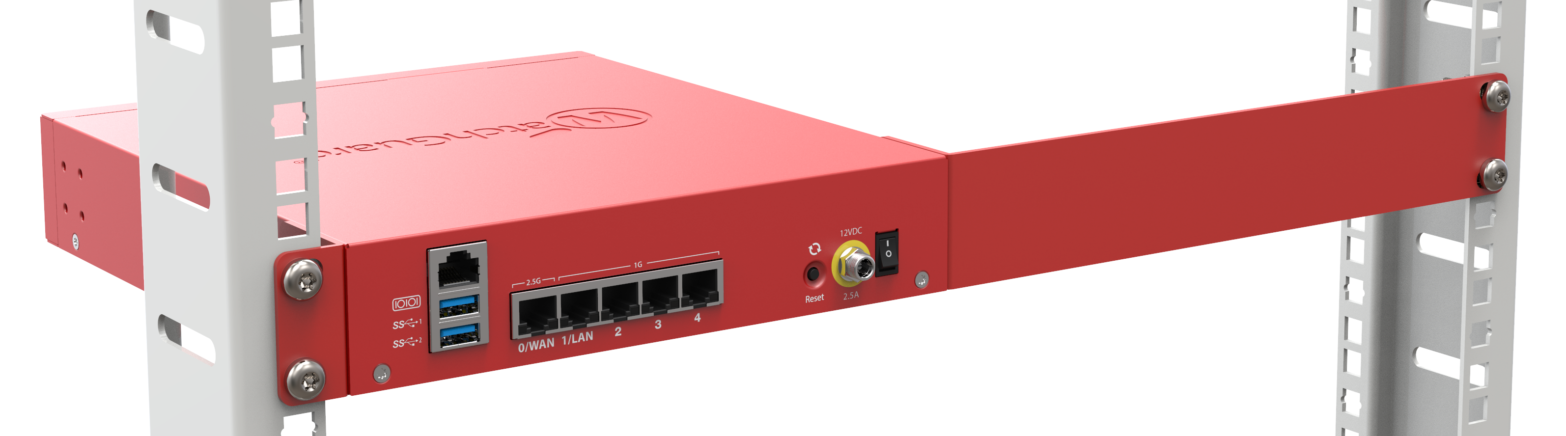 Diagram of Firebox rack ear bracket installation - Alternate orientation