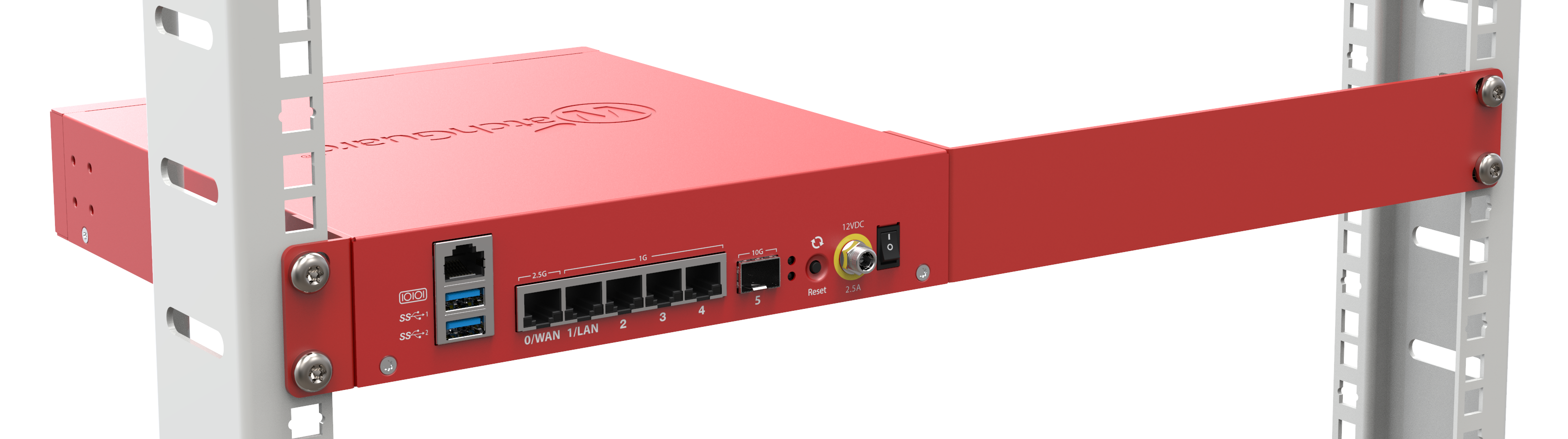 Diagram of Firebox rack ear bracket installation - Alternate orientation