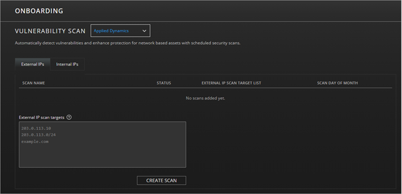 Screenshot of the Vulnerability Scan settings page
