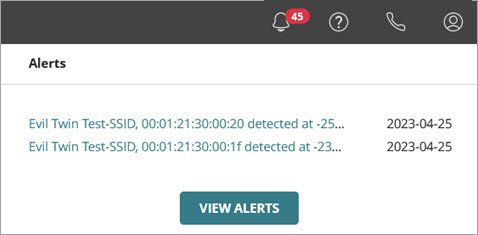 Screenshot of the Alerts Notifications in a WatchGuard Cloud account