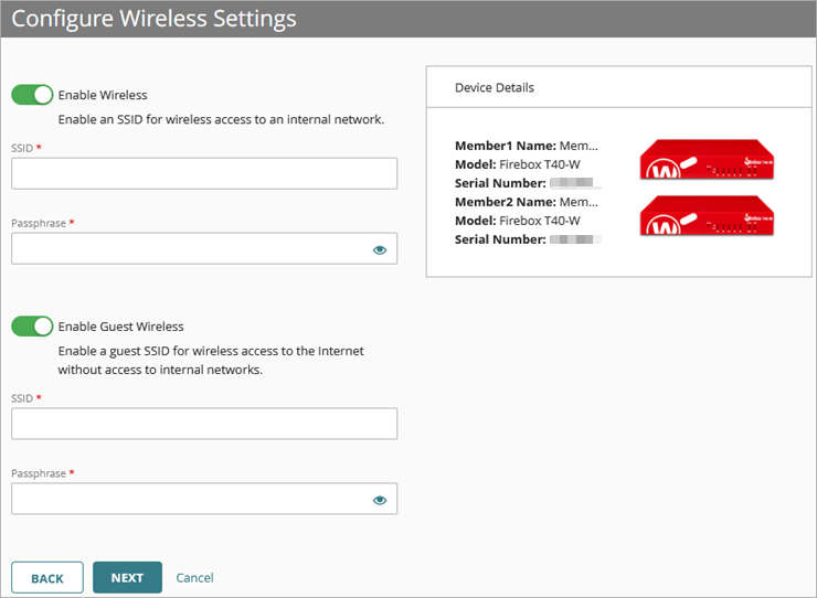 Screen shot of the Configure Wireless Settings page