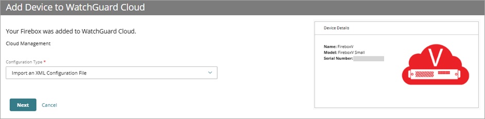 Screenshot of the Add Device page with the XML import option selected