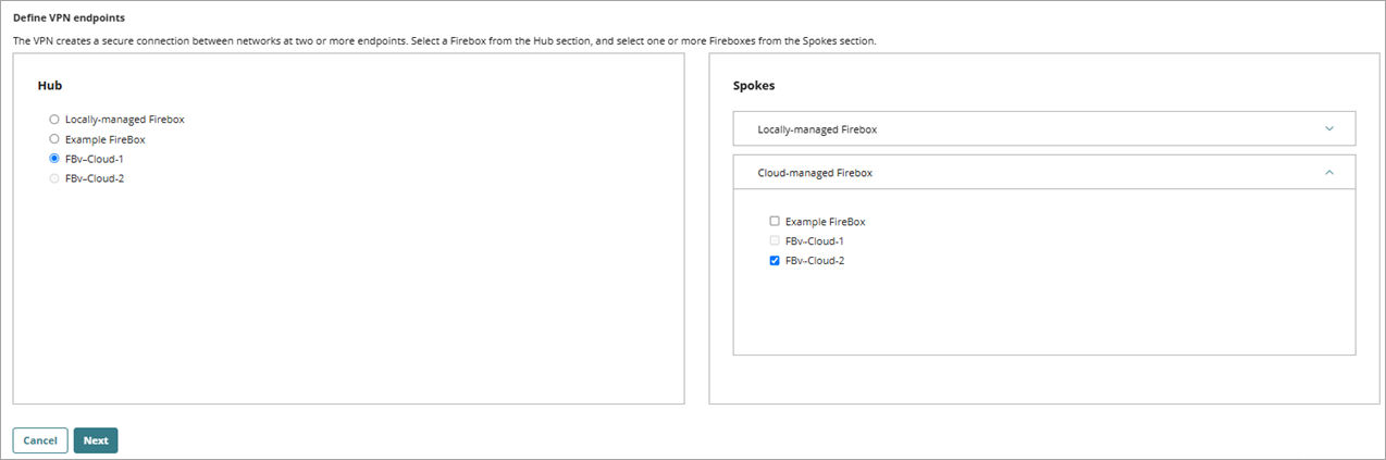Screenshot of the Define VPN Endpoints settings