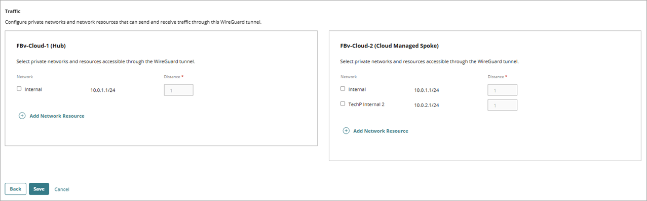 Screenshot of the Traffic settings page for a WireGuard BOVPN
