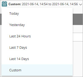 Screen shot of an example search for a custom date and time range