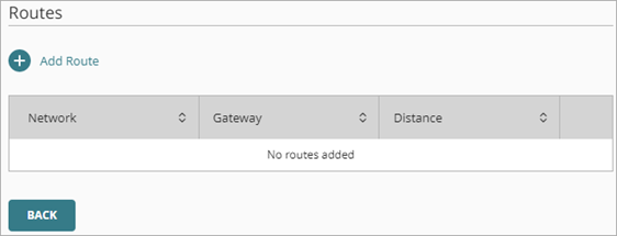 Screen shot of the Routes page with no routes added