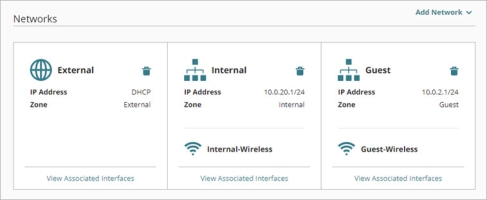 Screen shot of the Networks tiles on the Networks configuration page
