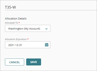 Screen shot of the Allocation details page