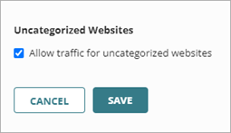 Screenshot of Allow traffic for uncategorized websites check box