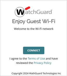 Screenshot of a captive portal splash page example