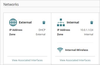 Screen shot of the Networks page for a Firebox with an internal wireless network