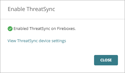 Screen shot of the Enable ThreatSync dialog box