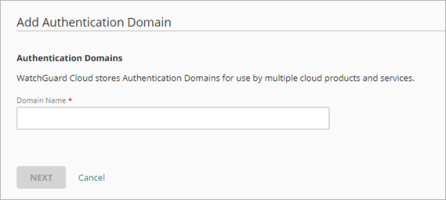 Screen shot of the Add Authentication Domain page