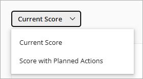 Screenshot of the score filter drop-down list on the Security Strength dashboard