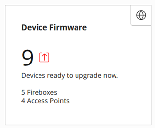 Screen shot of the Device Upgrades widget on the WatchGuard Cloud dashboard