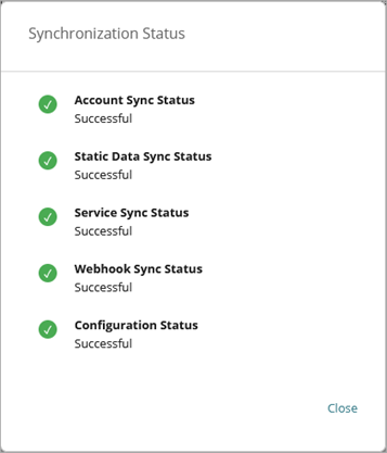 Screen shot of PSA Syncing Status dialog box