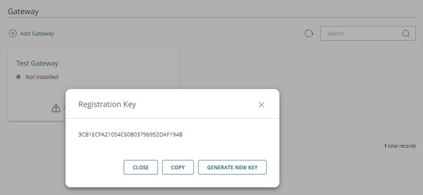 Screen shot that shows the Registration Key window.