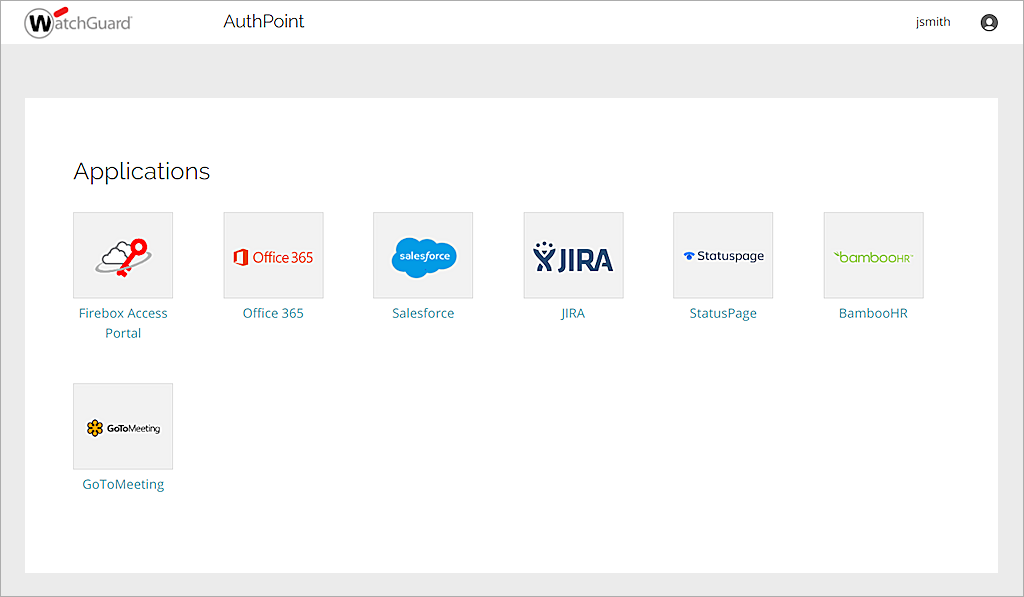 Screen shot that shows the application tiles in the IdP portal.