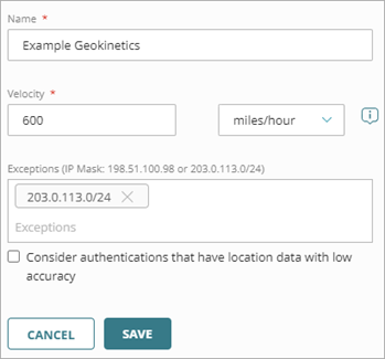 Screen shot that shows the geokinetics fields on the Add Policy Object page.