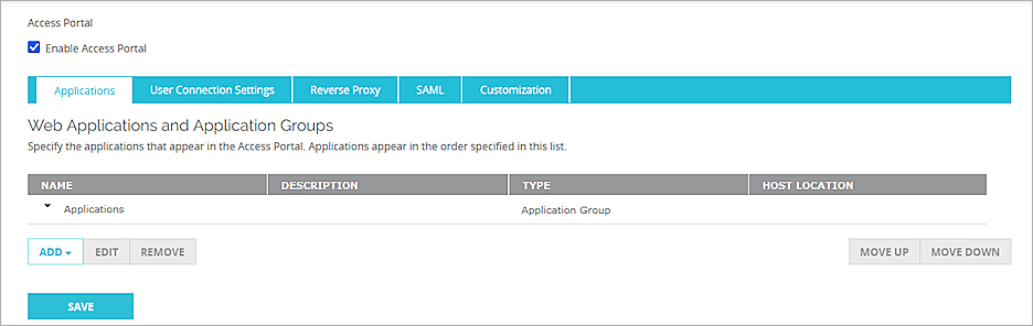Screenshot of Firebox, Enabling Access Portal