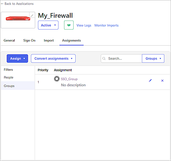 Screenshot of Okta, assign to group