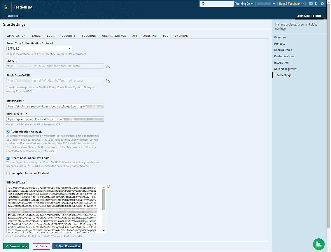 TestRail Integration with AuthPoint