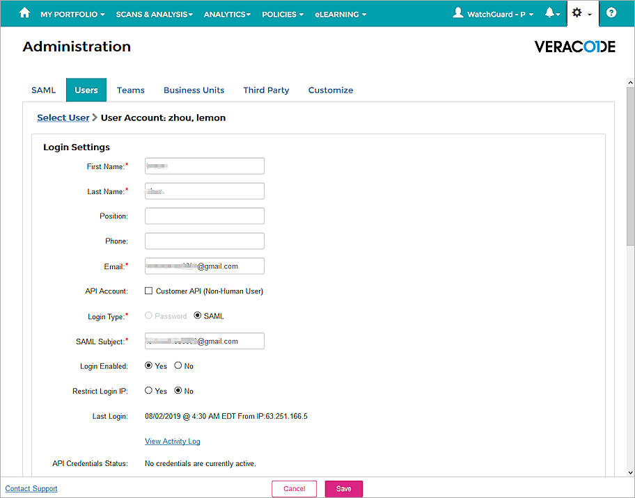 Veracode Integration with AuthPoint