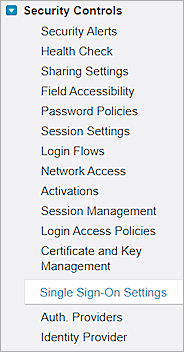 select single sign on menu