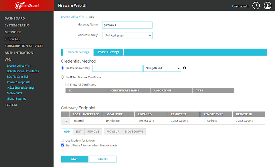 Cisco ISR and WatchGuard Firebox Branch Office VPN Integration Guide