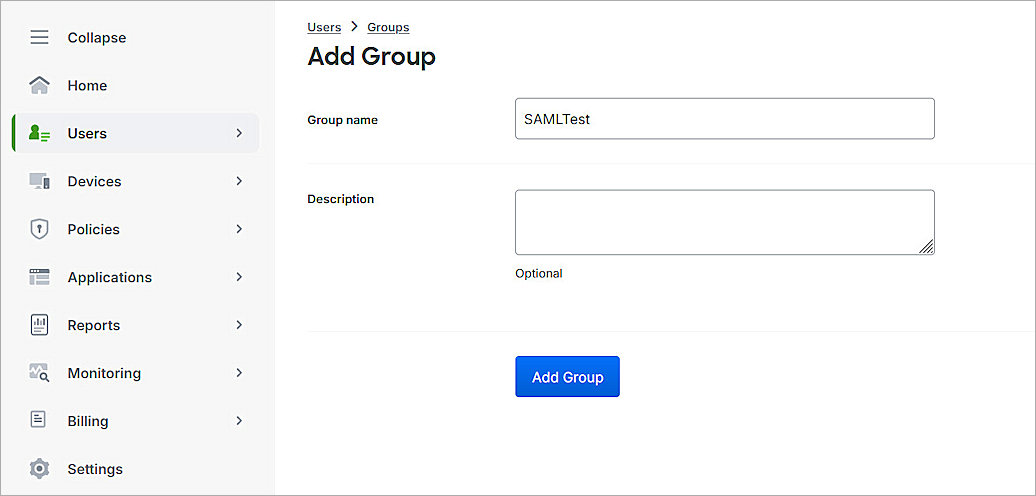Screenshot of Duo, Add a group