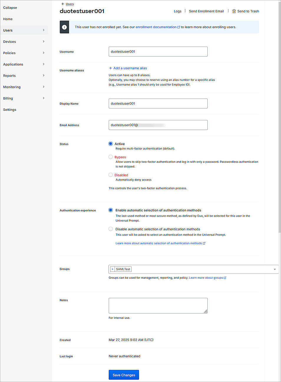 Screenshot of Duo, Add a user