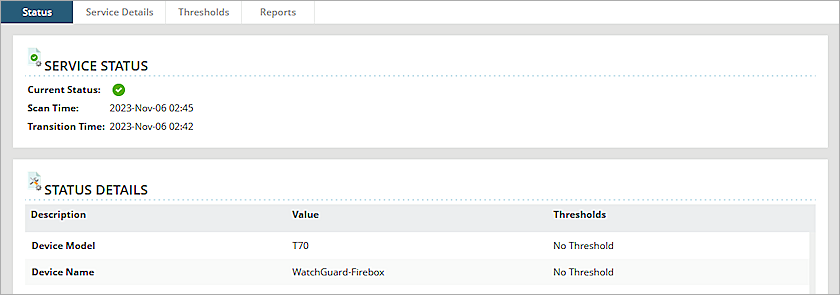 Screenshot of status details page oin N-central