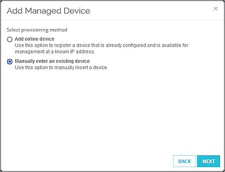 Screen shot the Select Provisioning Method dialog box