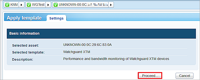 Screen shot of the Apply Template Settings tab