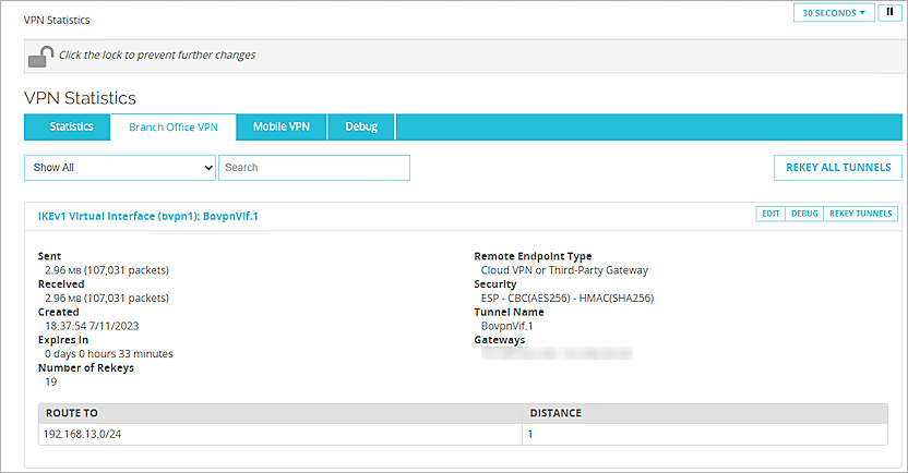 Screenshot of Firebox, pictureof  BOVPN-VTI-Statistic