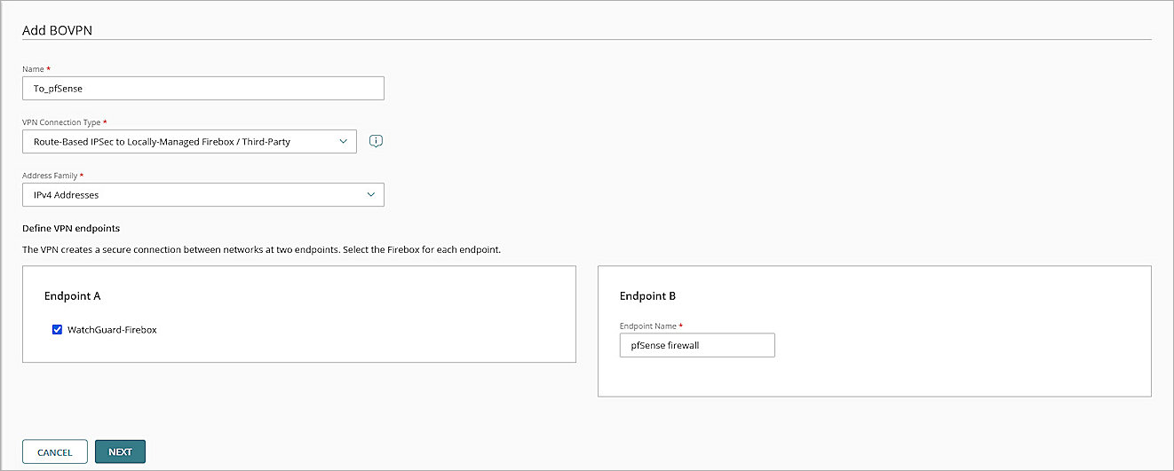 Screenshot of WGC, WGC define VPN endpoints