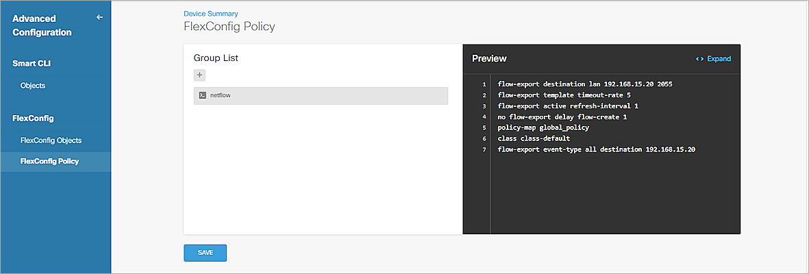 Screenshot of Cisco Firepower, NetFlow Profile 4