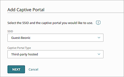 Screenshot of the Captive Portal type selection in WatchGuard Cloud